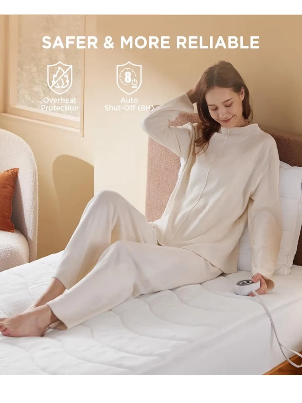 Heated Mattress Pad White Size TWIN XL